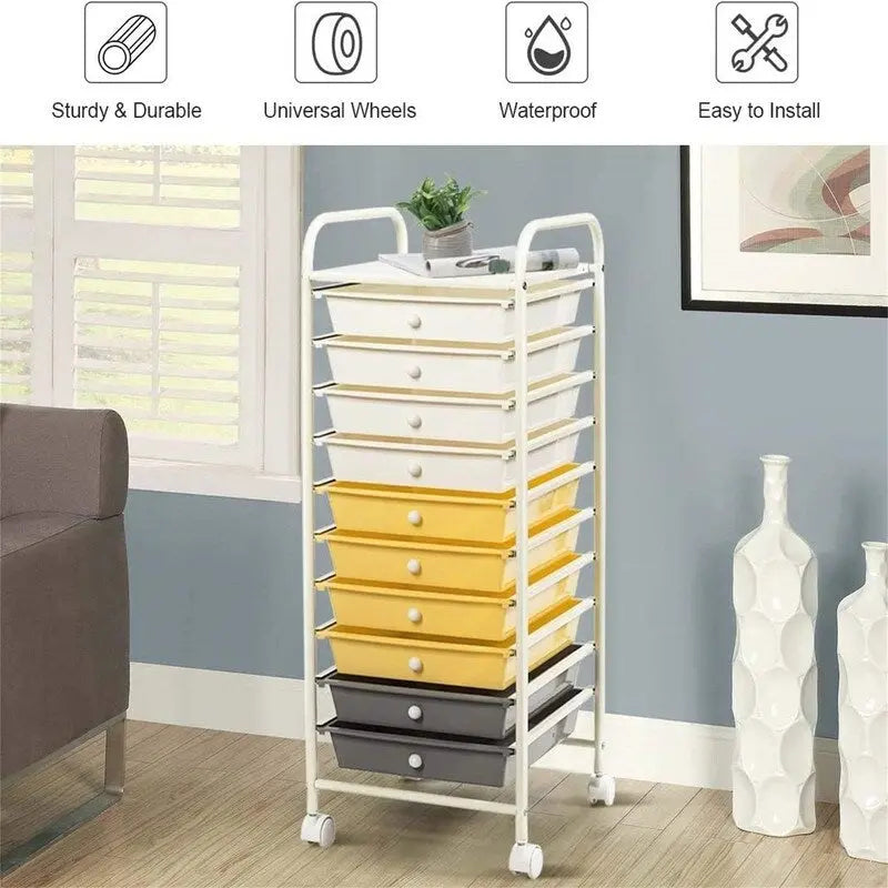 Chariot de rangement à 10 tiroirs - 38P x 33L x 86H