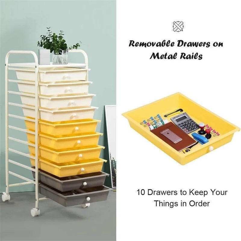 Chariot de rangement à 10 tiroirs - 38P x 33L x 86H