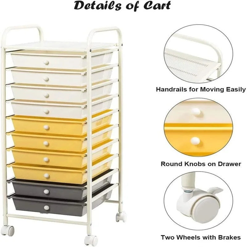 Chariot de rangement à 10 tiroirs - 38P x 33L x 86H