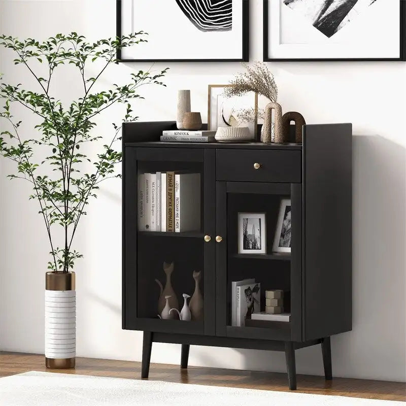 Buffet noir avec rangement – 16P x 31,5L x 37H
