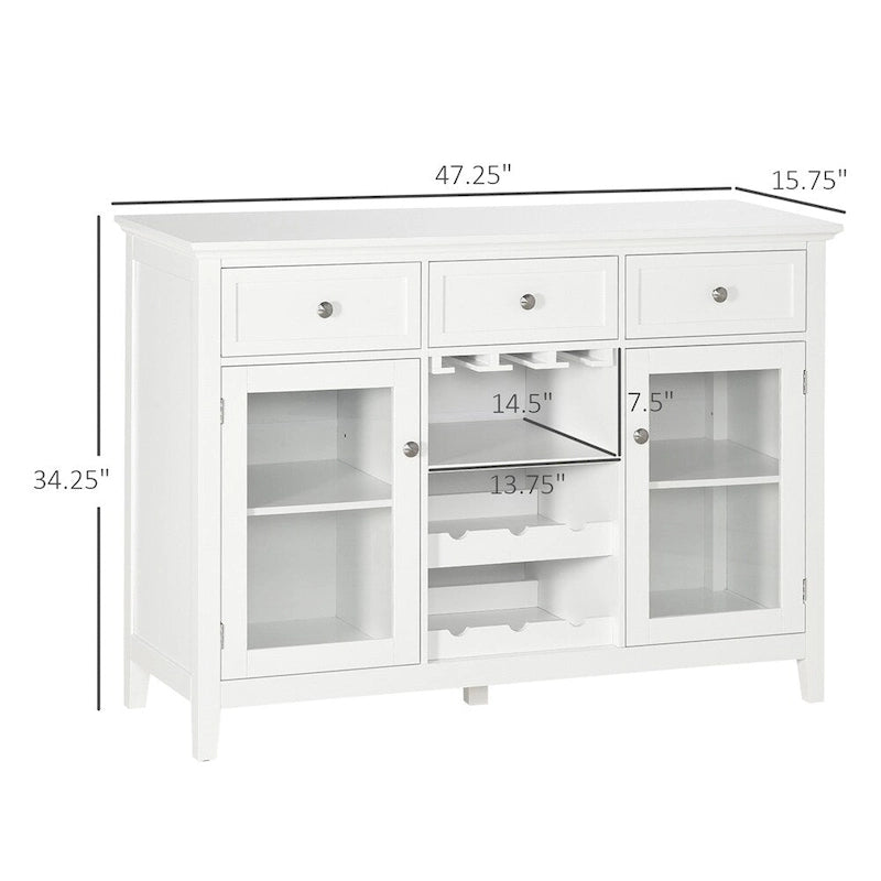 Meuble bar à café avec tiroirs, casier à vin, porte-verres, buffet