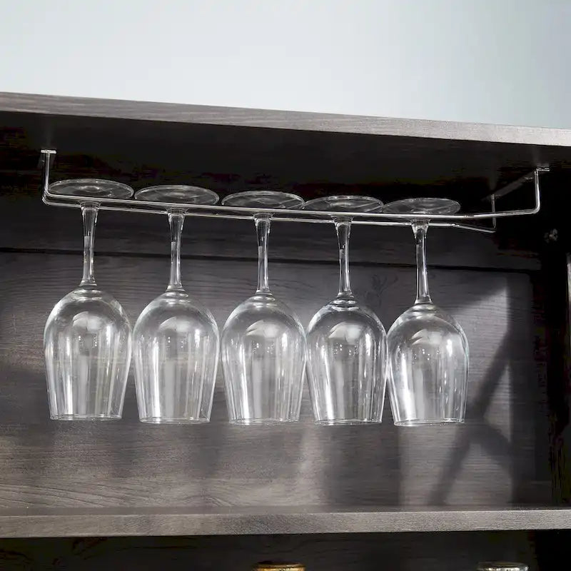 Meuble de bar à café avec support pour micro-ondes, cadre en métal, meuble de bar d'appoint pour la maison, meuble en bois avec motif de grange creuse