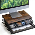 Rehausseur de moniteur en bois avec tiroirs