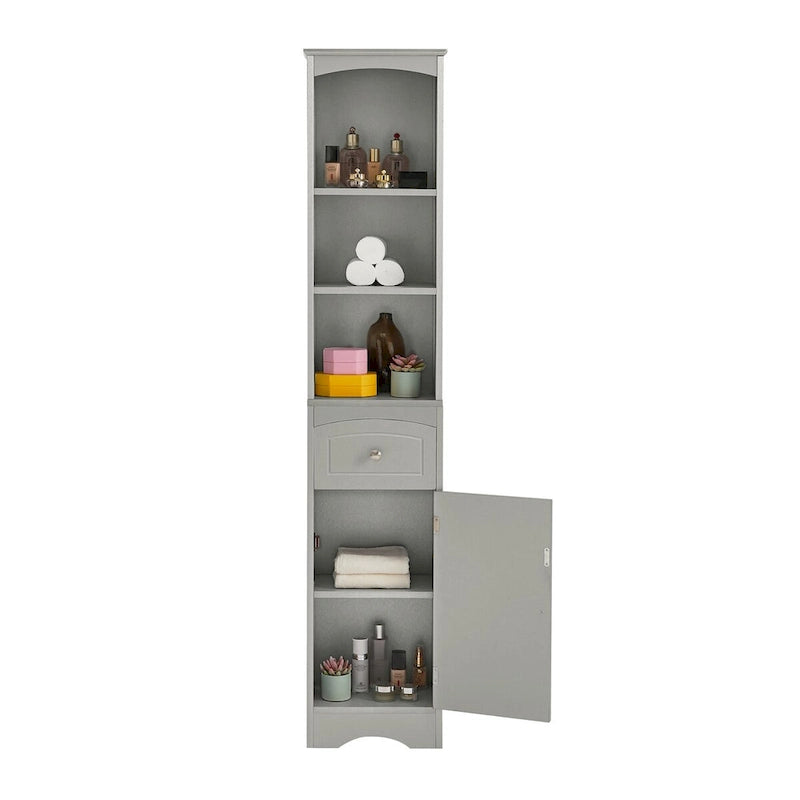 Meuble de rangement haut en bois sur pied pour salle de bain