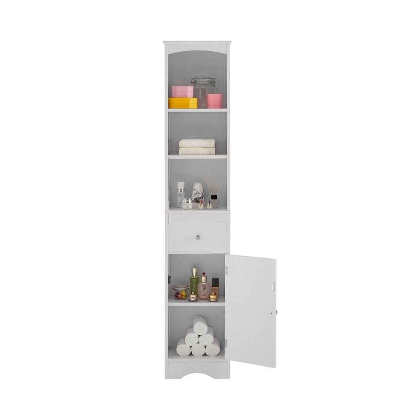 Meuble de rangement haut en bois sur pied pour salle de bain