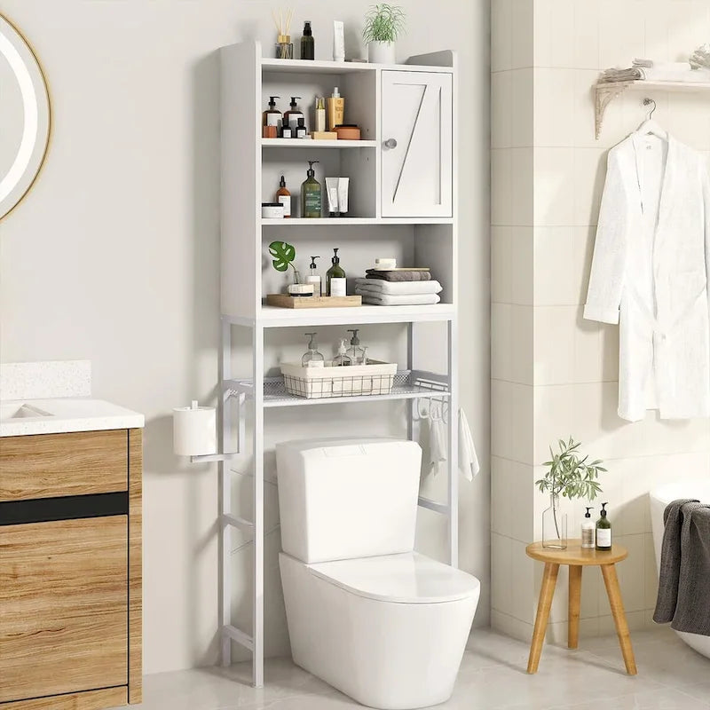 Meuble de rangement de salle de bain en bois au-dessus des toilettes - S.O.
