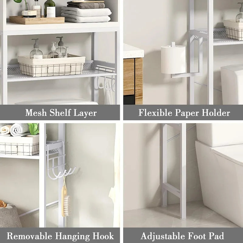 Meuble de rangement de salle de bain en bois au-dessus des toilettes - S.O.