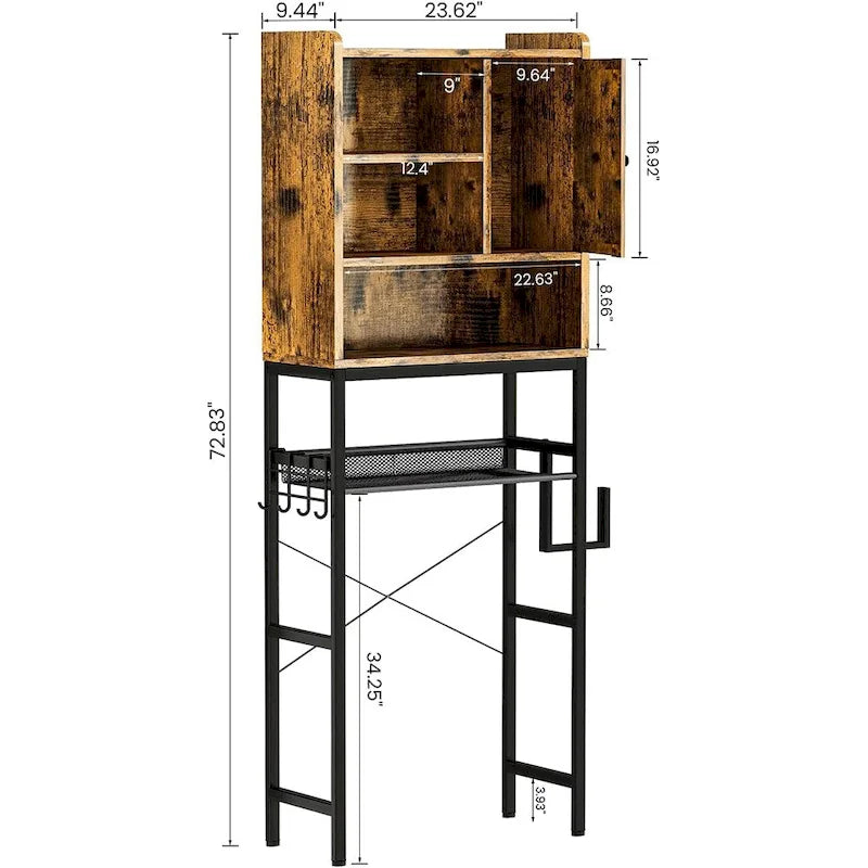 Meuble de rangement de salle de bain en bois au-dessus des toilettes - S.O.