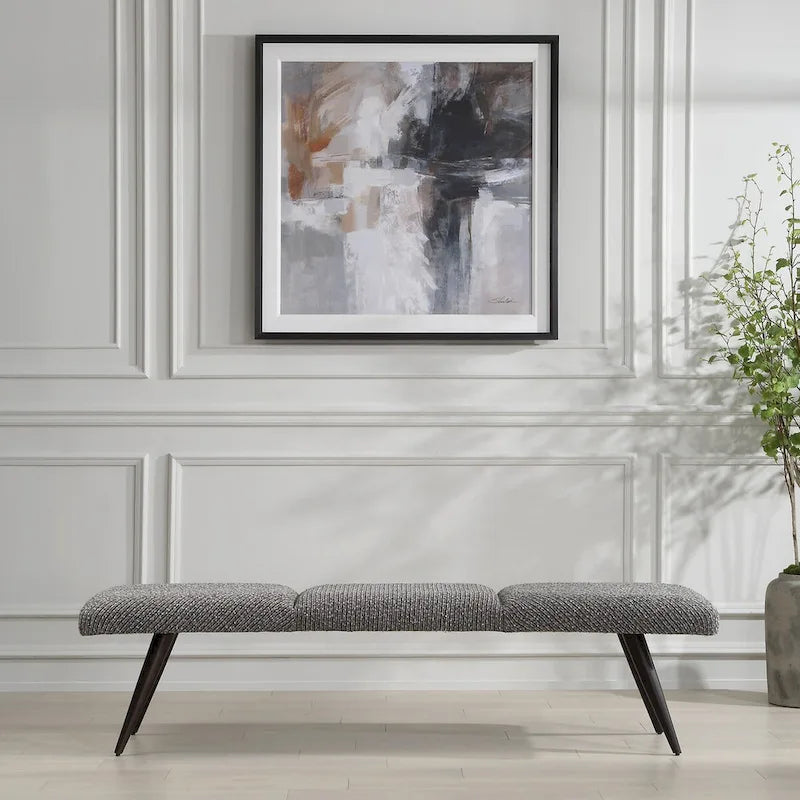 Banc en tissu anthracite Bowtie - 18 H X 72,5 L X 20 P