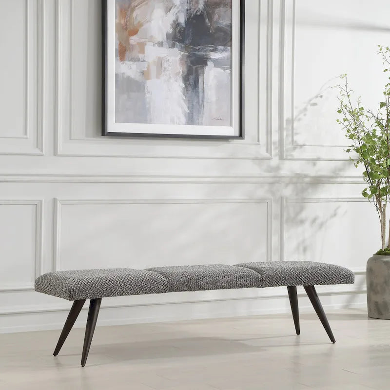 Banc en tissu anthracite Bowtie - 18 H X 72,5 L X 20 P